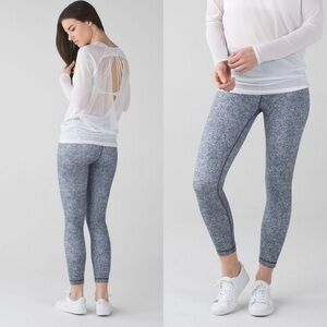 Lululemon High Times Pant Rio Mist White Black Leggings Stretchy Athletic Sz 6